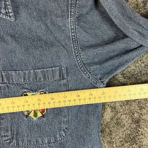 Vtg British Khaki Embroidered Horse Denim Button Up Women's 6 Chambray *READ - Picture 6 of 10